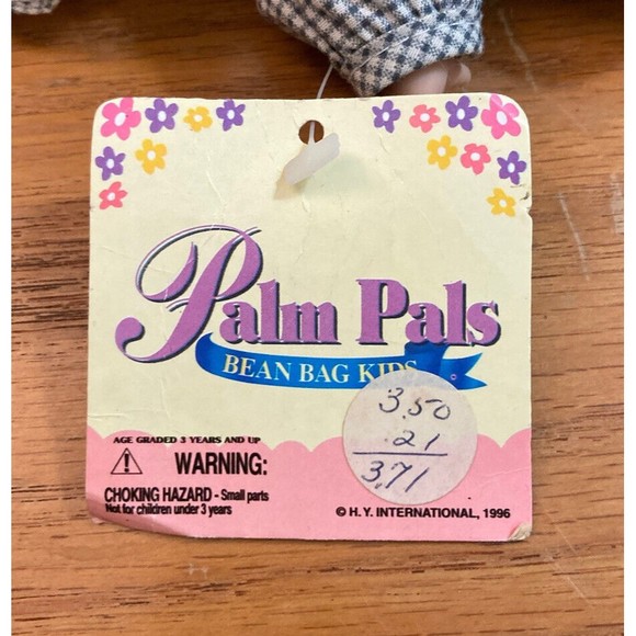 Palm Pals Bean Bag Kids 8” Baby Tartan Plaid Overalls Hunting Cap Desktop Sitter - Picture 4 of 5